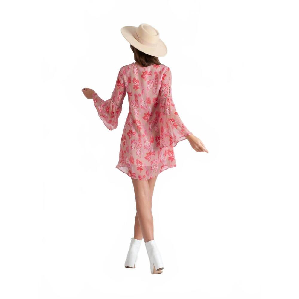 NEW LUCCA julie ladder mini dress in pink floral - Picture 3 of 6